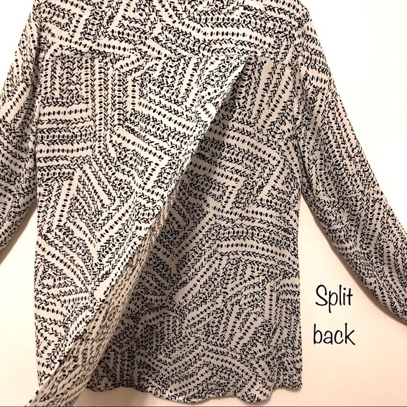 Cabi Black and White Long Sleeve Stitch Print Top - Picture 6 of 10